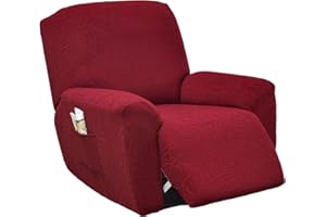 KRFOONN Stretch Recliner Slipcovers Jacquard Sofa Cover 4-Piece Fallon Collection Slipcover Lazy Boy Chair Covers Furniture Protector Recliner Chair Cover with Storage Pocket for Living Room, B17