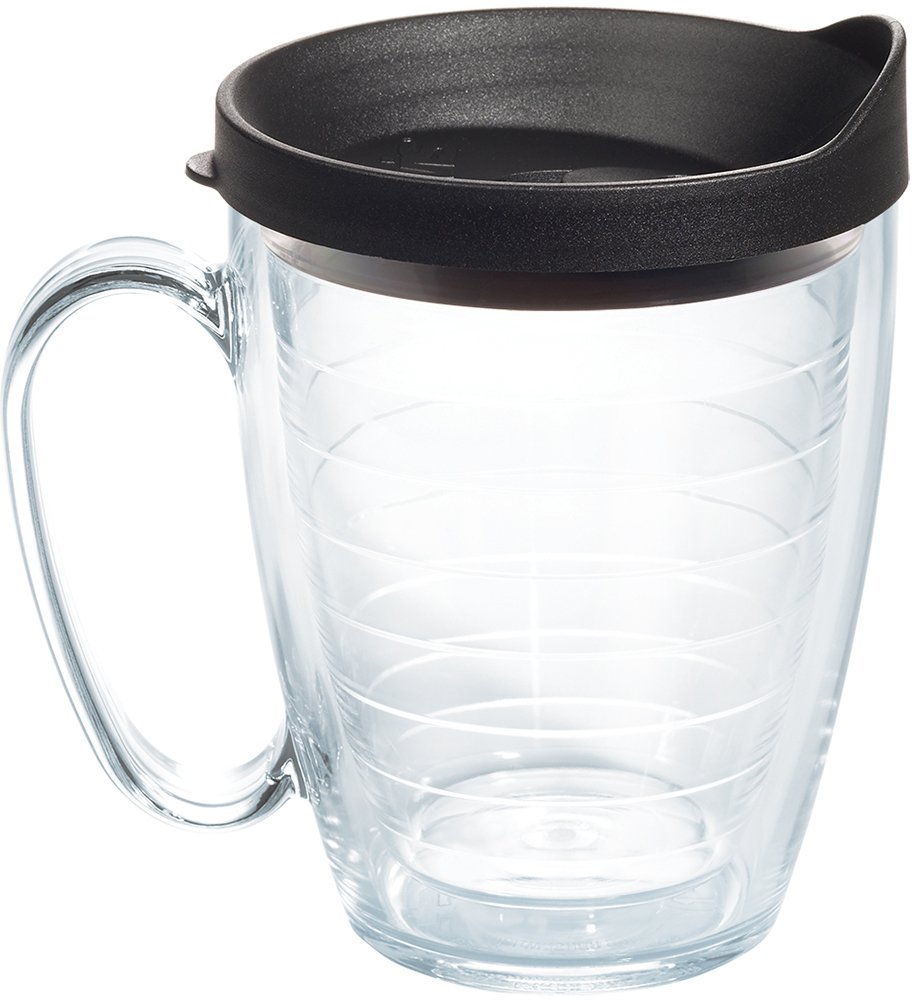 Photo 1 of Tervis Clear & Colorful Lidded Made in USA Double Walled Insulated Tumbler Travel Cup Keeps Drinks Cold & Hot, 16oz Mug, Black Lid