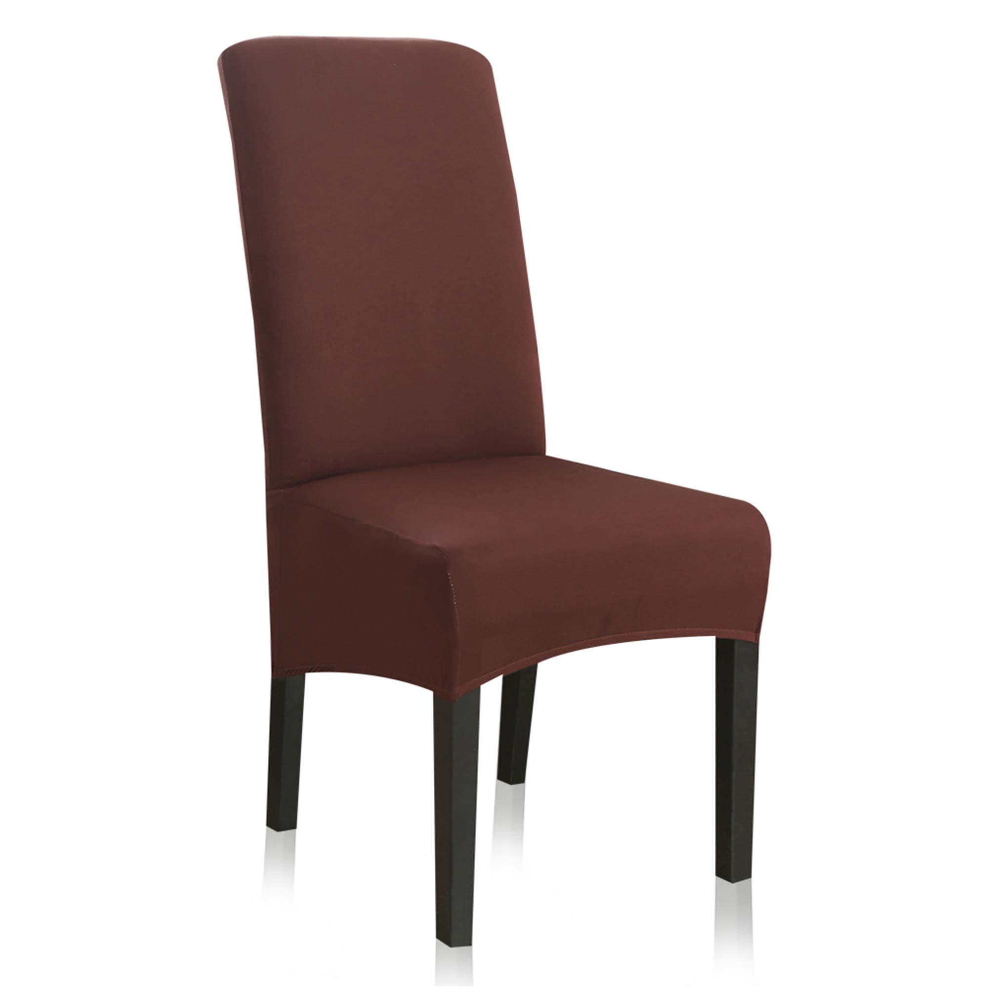Photo 1 of Stretch Dining Chair Slipcovers, XL/Oversized Removable Washable Soft Spandex Extra Large Dining Room Chair Covers for Kitchen Hotel Table Banquet Solid Color (3 Per Set, Coffee)