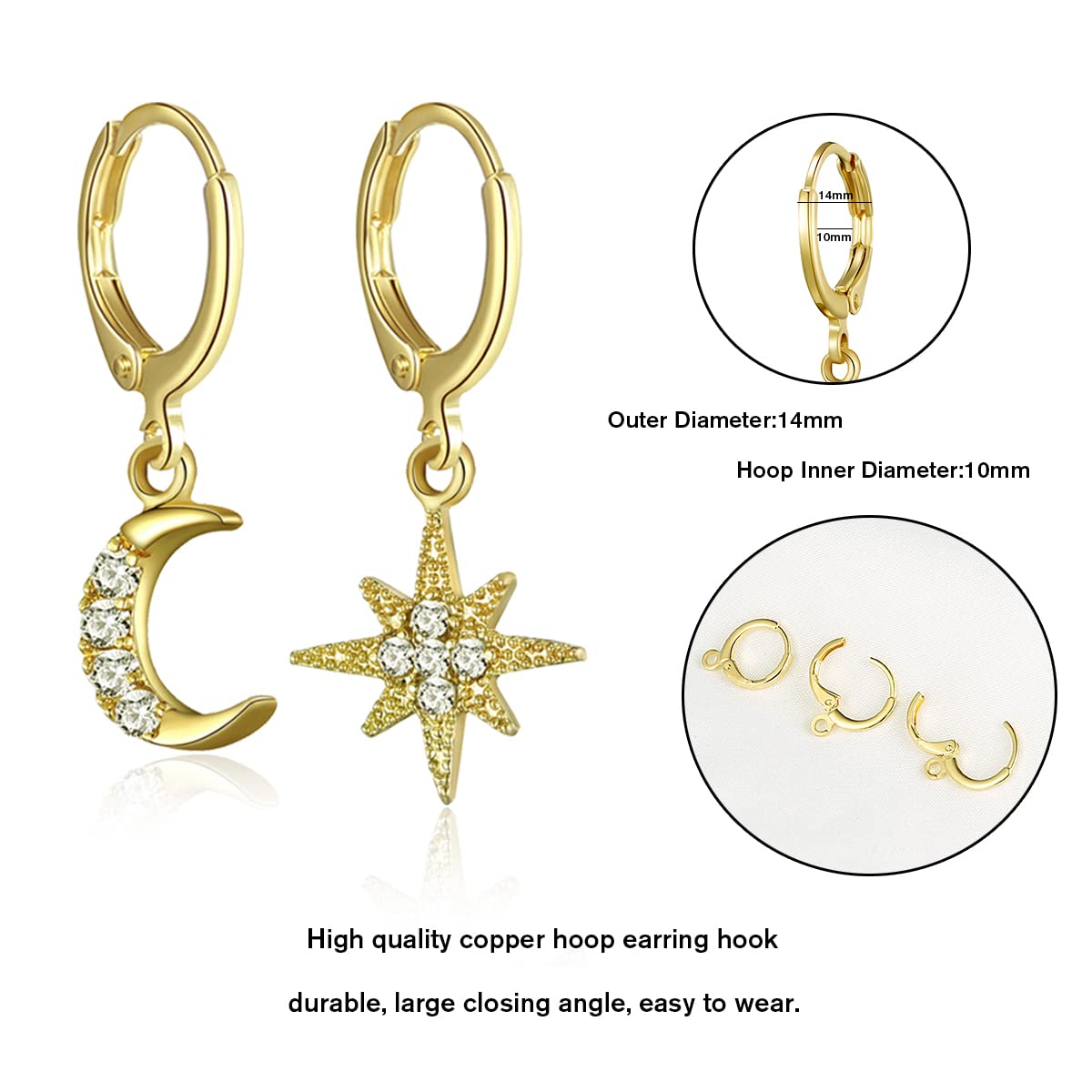 AIDSOTOU Small Butterfly Star Hoop Earrings Set for Women Girls Mini Huggie Hoop Earrings with Dangle Charms