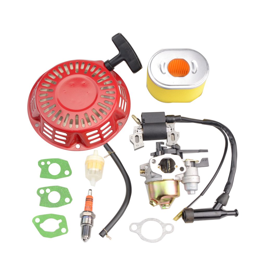 WOOSTAR Carburetor with Ignition Coil with Recoil Starter Kit Replacement for GX160 GX140 GX168 GX200 5.5HP 6.5HP Engine