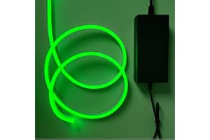 mvthenxi Green Neon LED Strip Lights，16.4 ft/5m 12V DC 600 SMD2835 LEDs Waterproof Rope Light for Indoor Outdoor Home Decoration （ with Power Adapter）