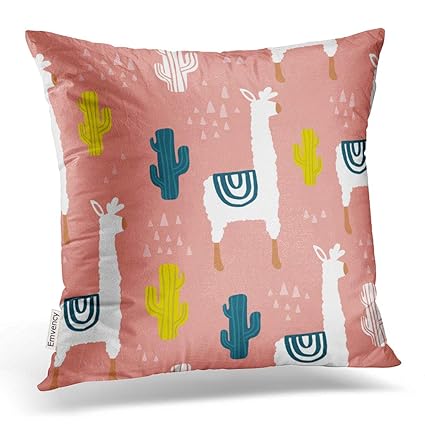 Amazon Com Emvency Throw Pillow Covers Pattern Lama Cactus Hand