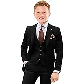 Tesscy Black Suit for Boys Dress Clothes 3 Piece Wedding Tuxedo Suit Kids Slim Fit Formal Jacket Vest Pants Set Size 5