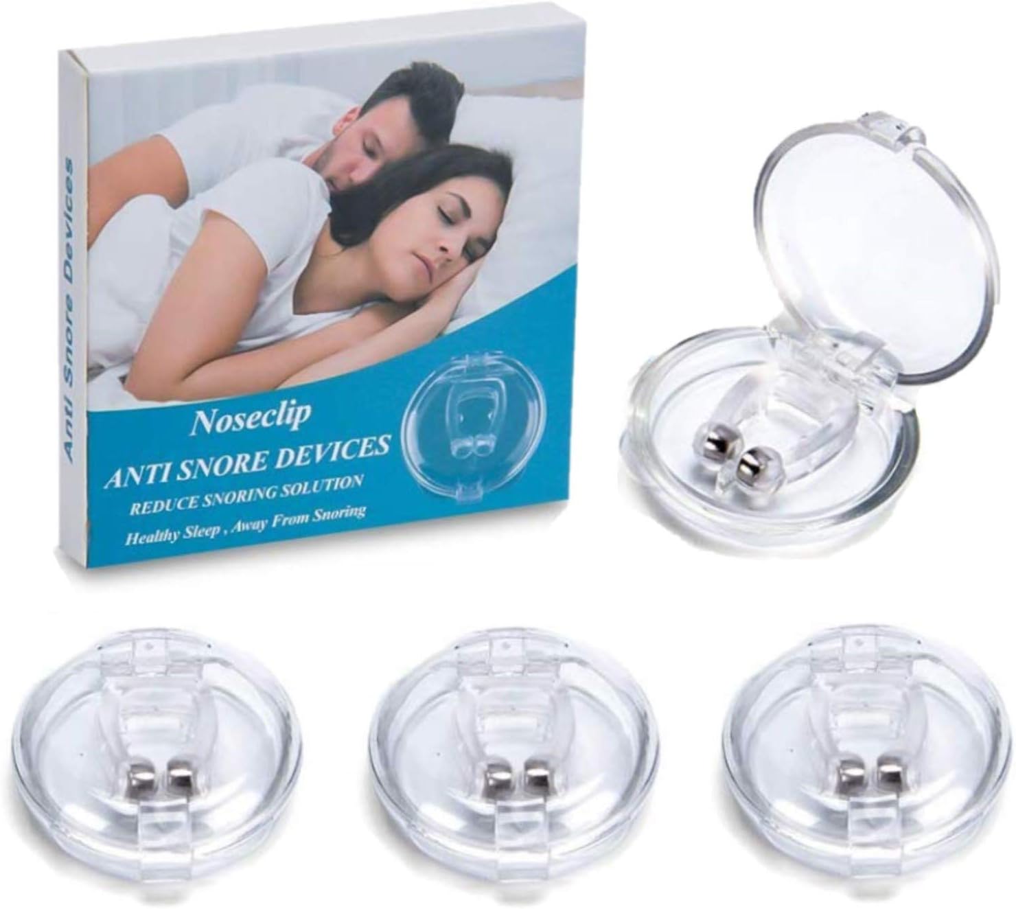 Anti Snoring Devices, Silicone Magnetic Snore Stopper, Stop Snoring Solution Nose Clip Professional Sleeping Aid Relieve Snore for Men and Women Pack of 4