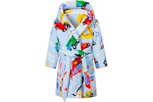SRVNFBKT Boys Girls Robe Soft Fleece Hooded Bathrobe for Kids
