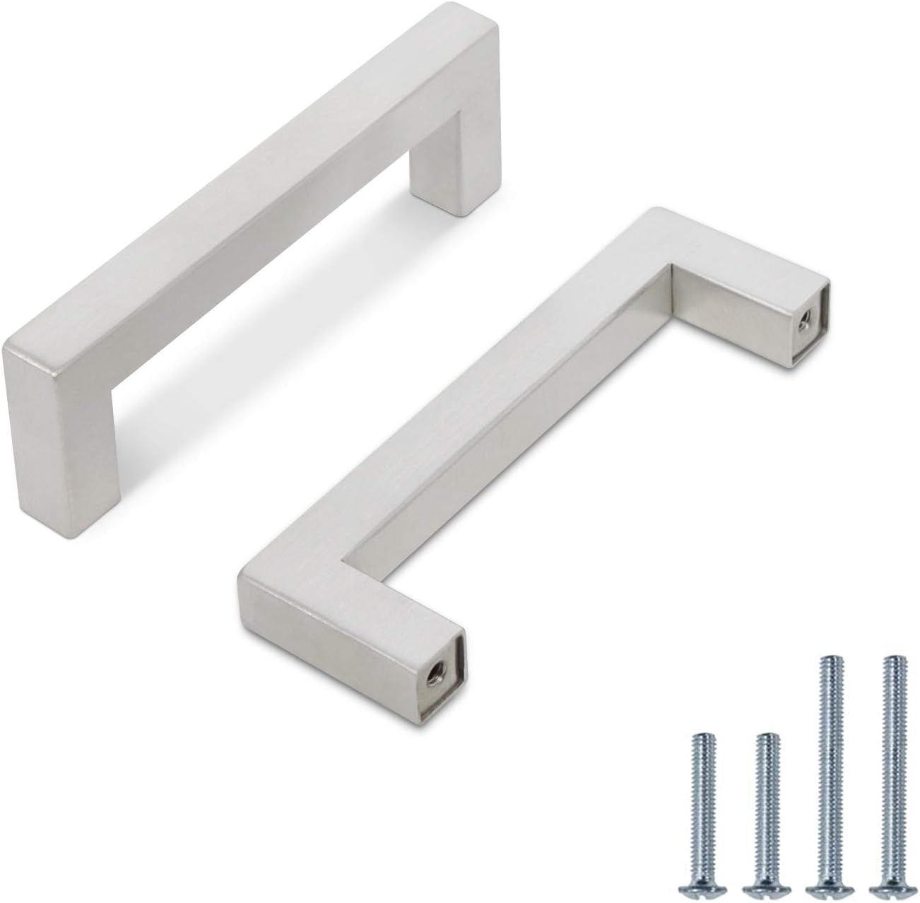 PinLin 5 Pack Kitchen Cabinet Door Handles Stainless Steel Bedroom Drawer Cupboard Pulls Hole Centre 96mm Width 12mm Brushed Steel Square T Bar Handle