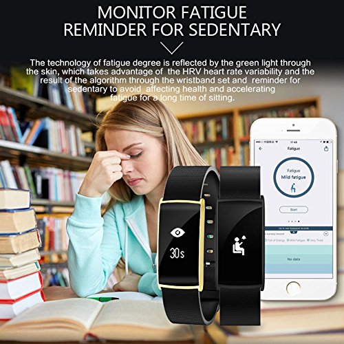 L@YC Tracker Smart Pedometer Bluetooth 4.0 Smart Watch Waterproof Fitness Wristband Dynamic Heart Rate Blood Pressure Test, Gold