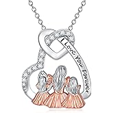 Dorunmo Mother and 1/2/3 Daughters/Son Necklace 925 Sterling Silver Mom Necklace Sisters Jewelry Heart Pendant Christmas Jewelry for Women