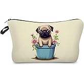 Livel lhood Floral Pug Makeup Bag Cute Small Organizer Zipper Pouch Floral Pug Cosmetic Bag Birthday Present for Women Friends -2