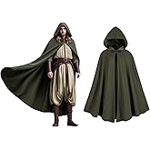 rumnigh Medieval Velvet Hooded Cloak,Renaissance Hooded Cloak Vintage Capelet Role Playing with Metal Loop Clasp