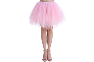 MIZHOME Womens Soild Color Tutu Skirt Layered Tulle Skirt Adult Halloween Costumes