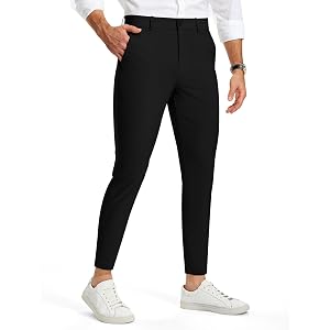 UPGET Mens Cropped Golf Pants 28" Stretch Tapered Skinny Fit with 4 Pockets | Lightweight Breathable Quick Dry Slim Elastic W