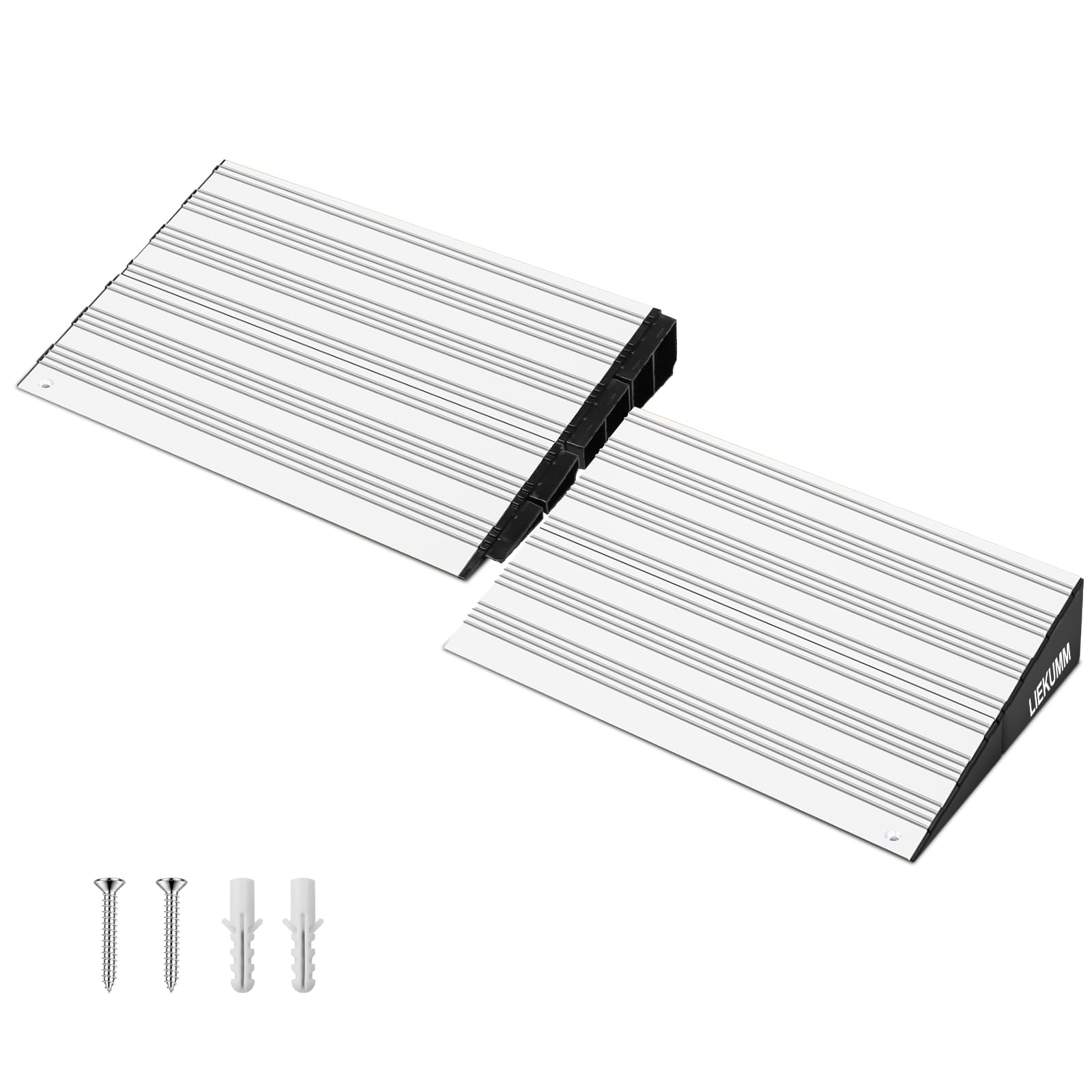 LIEKUMM Aluminium Wheelchair Ramp 5 cm Height, 2000 kg Load Capacity Detachable Threshold Ramp, Wheelchairs Ramps for Doorways, Steps, Ramps for Mobility Scooters, Trolleys, Silver