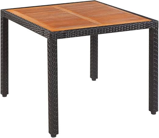 Tuduo Mesa para Exterior polirratán Tablero Madera de Acacia 90 x ...