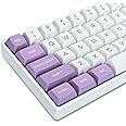 dagaladoo PBT Keycaps,White/Purple keycaps 60% 65% 100%, Japanese Style Custom Keycap, ISA Profile Keyboard Key caps for 60% 65% 75% 100% TKL US Layout Mechanical Keyboard（189keys