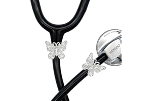 HEYGOO 2 Pack Bling Butterfly Stethoscope Charms for Doctor Nurse, Stethoscope Id Name Tag with Bling Silvery Rhinestones