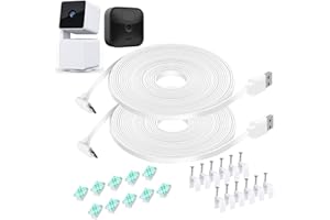 DIANMU 26FT Power Cord for Wyze Cam Pan V3 Indoor/Outdoor Camera, Blink Outdoor (3rd Gen), 90 Degree L-Shape Micro USB Flat Power Extension Weatherproof Charging Cord 2 Pack (Not for Wyze Cam V3)