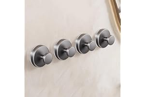 Heavy Duty Suction Cup Hooks 4 Pack, 15 lbs Strong Hold, No Drilling, No Mess, No Marks, 3-Second Install for Shower, Kitchen