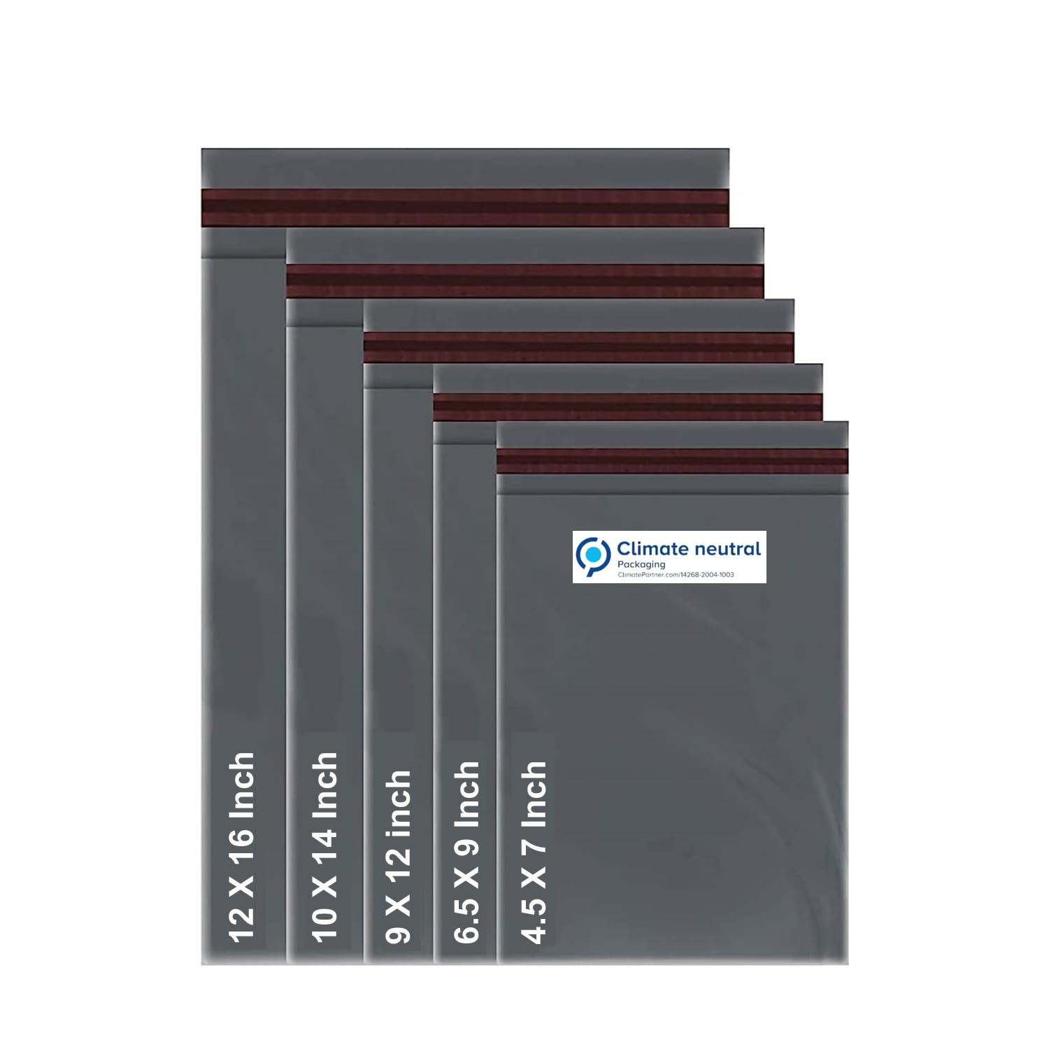 100 Mixed Mailing Grey Poly Postal Self Seal Bags 5 Sizes from Each Small to Large Mailing Bags Postage Packaging Assorted Mailers Posting Shipping Post Parcel Package Bags