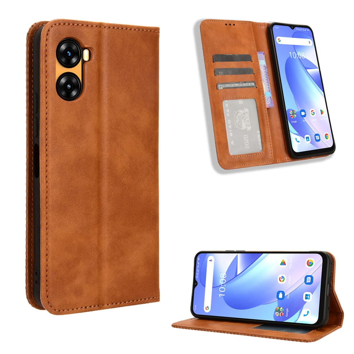 UPLAI Wallet Case for Umidigi G3 / Umidigi G3 Plus, Premium Leather Magnetic Closure Flip Cover, Slim Shockproof Kickstand Case Cover for Umidigi G3 / Umidigi G3 Plus.Brown