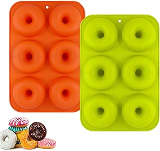 XUNKE Silikon Donut Formen, 2 Stuck Silikon Donut Backform, Antihaft Donut Backblech für Kuchen Keks Bagels Muffins, Geeignet für Geschirrspüler, Backofen, Mikrowelle, Kühlschrank