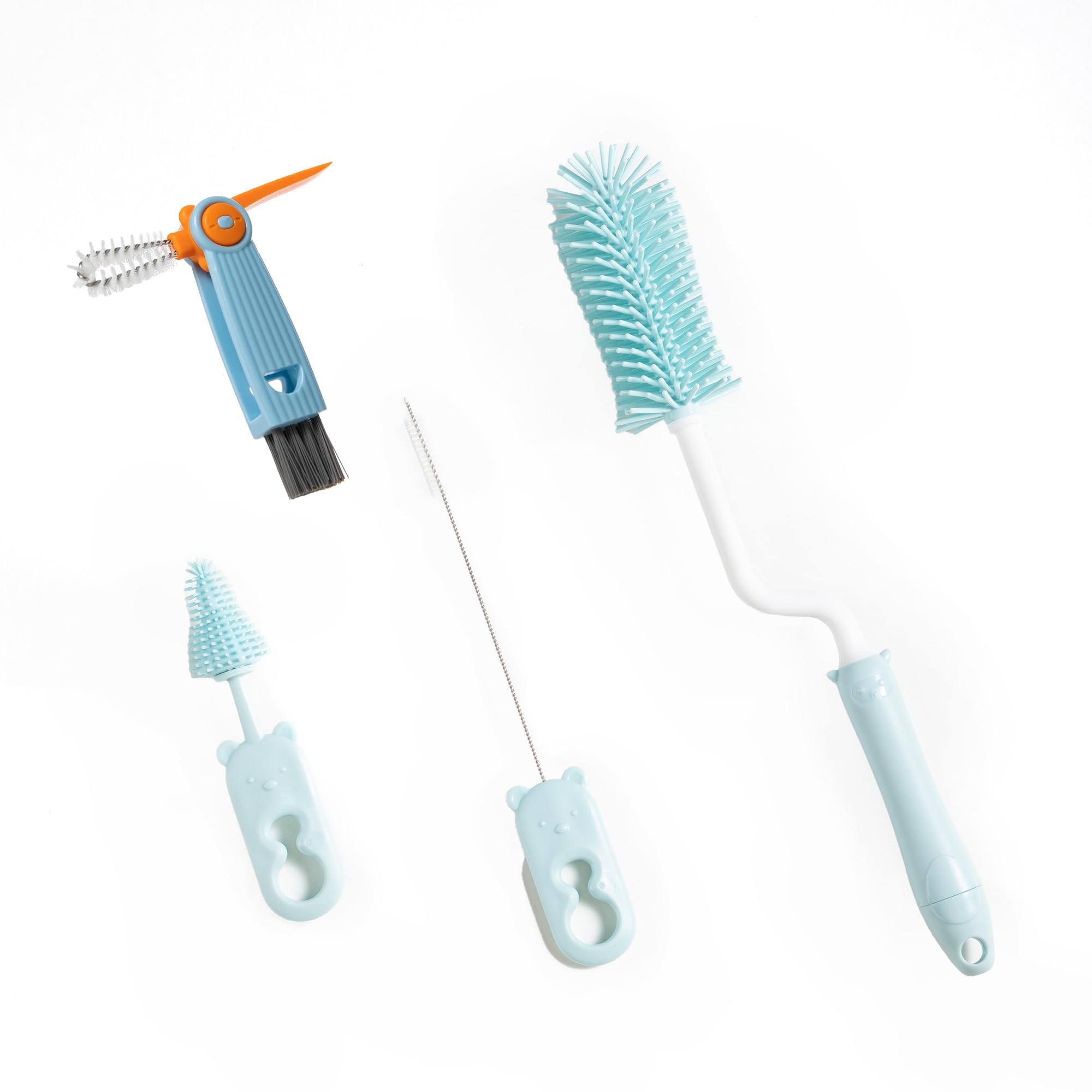 Photo 1 of Chemimoso Silicone Spinning Bottle Cleaning Brush, 13.4in Long Handle Water Cup Bottles Cleaner for Baby Bottles, Sports Bottle, Glass Vase, Tumbler, with a Tiny Cup Lid Gap Cleaning Brush, x Blue