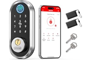SMONET PRO Keypad Smart Door Lock - Fingerprint Keyless Entry Door Lock, Electronic Touchscreen Deadbolt for Front Door, App Remote Control, Custom User Codes, Compatible with Alexa