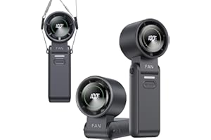 KIMMOO 3-in-1 Portable Handheld Turbo Fan-100 Speeds, 13500 RPM, 12Hrs Cooling, Digital Display, 120° Rotation, USB Rechargea