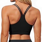 Aoysky Womens Buttery Soft Racerback Sports Bra Square Neck Ruched Padded Y-Back Workout Gym Crop Tank Tops