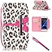 Galaxy S7 edge Case, Firefish [Kickstand] Design [Card/Cash Slots] Premium PU Leather Wallet Flip Cover with Wrist Strap for Samsung Galaxy S7 edge-Leopard
