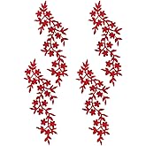 2 Patches Thermocollants Uxcell Longue Vigne Fleurie Rouge 10x4 Cm - Fer à Repasser