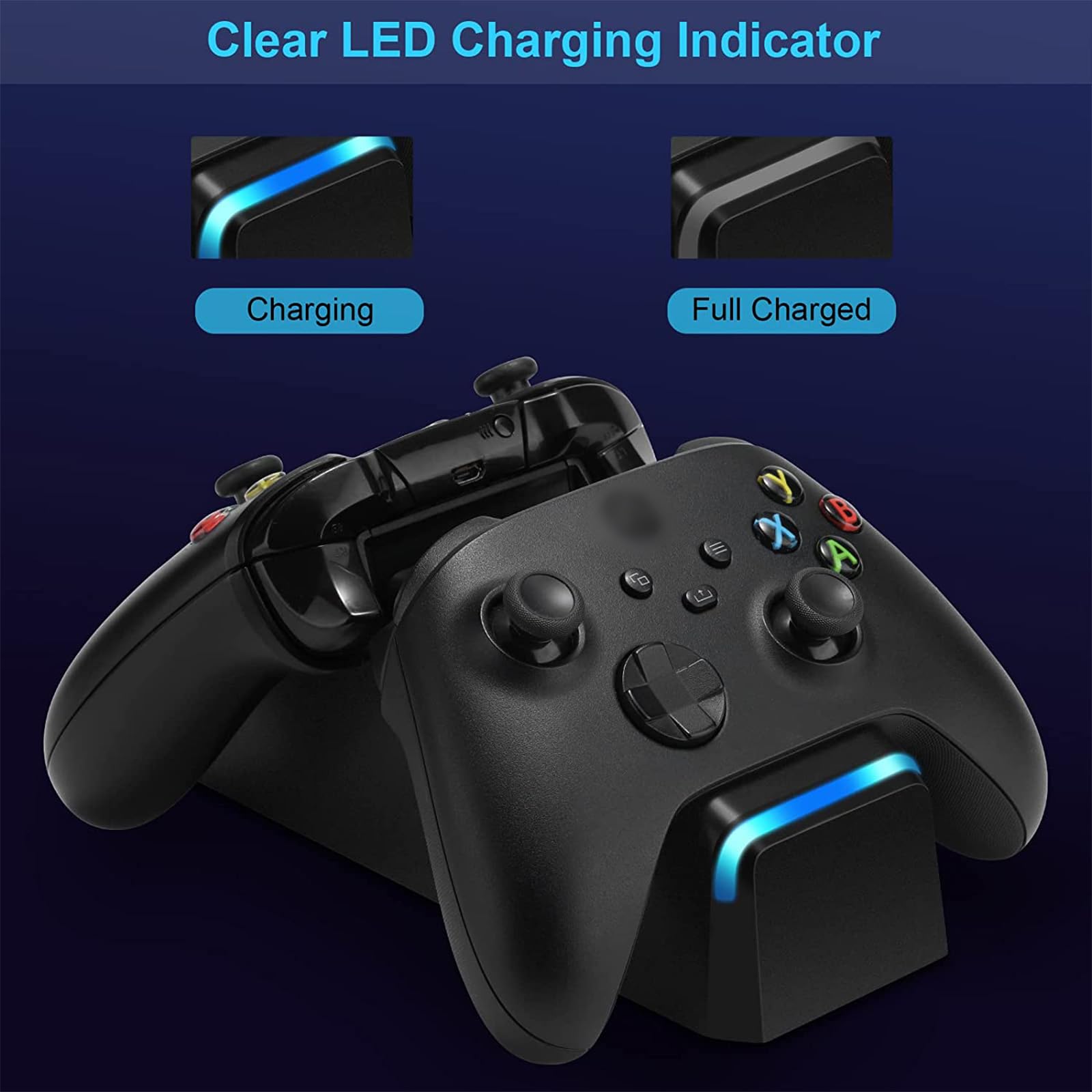 KEKUCULL Dual Dock Charging Station Compatible with Xbox Series X/S, Xbox One/One X/One S Controllers, Efficient Xbox Controller Charger with 2 * 1100mah Rechargeable Controller Battery Packs(Black)