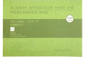 MEEDEN 10X7 Cotton Watercolor Paper Block, Textured Surface Watercolor Paper, Cold Press, 140lb/300gsm, 20 Sheets for Painting & Drawing, Wet, Mixed Media