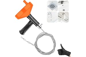 QWATUY 33 Feet Drain Snake Auger, Plumbing Snake Drain Hair Clog Removal Tool, Sink Unclogger Drain, Heavy Duty Toilet Snake Auger, Cleaner Tool for Bathroom Kitchen Tub Shower Drain Clog Remover with Gloves