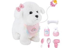 Jimate Puppy Toys for Kids, Toy Dogs That Walk and Bark, Walking Dog Toy for Kids with Leash, Interactive Stuffed Puppy with Remote Control, for Girls and Boys Aged 3-7 Year Old