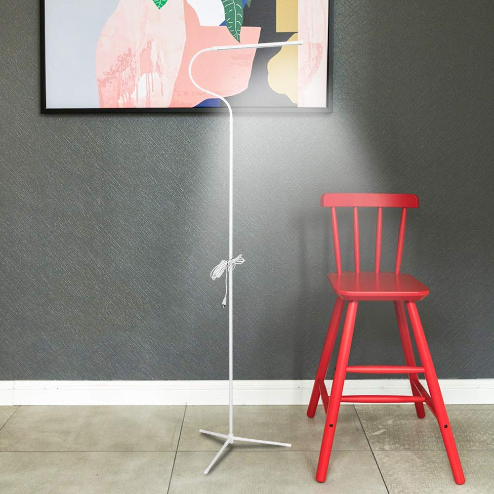 LED Floor Lamp Standing Reading Lamp, Dimmable Adjustable Gooseneck Desk Table Lamp (4 Color Temperatures, 8W, Floor Light for Living Room, Bedroom, Office) (Trumpet White)