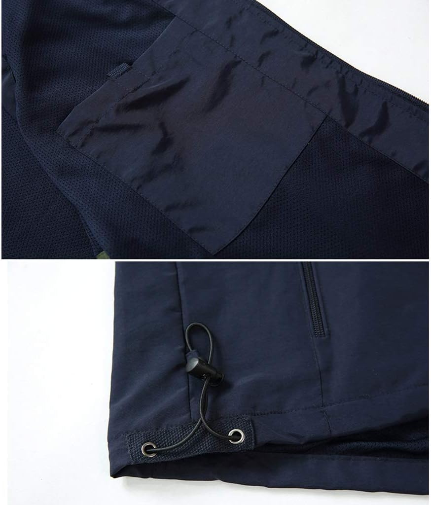 Pocket vest Polyester Mens Spring and Autumn Thin Sports and Leisure Multi Color : Dark Blue, Size : XXXL