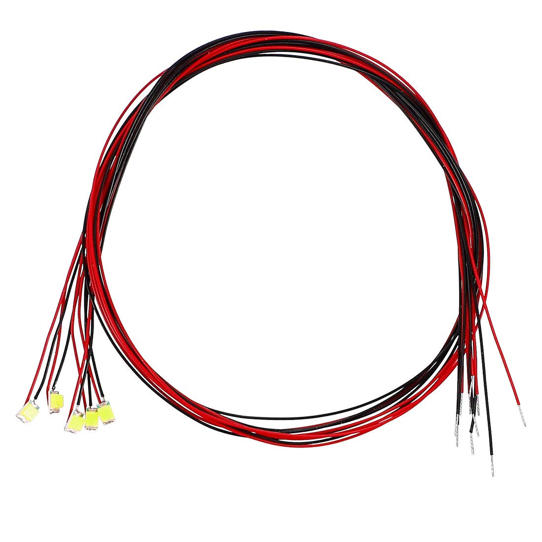 sourcing map 5pcs Prewired 0805 White Surface Mounted Devices LED Light Emitting Diode - DC2.8-3V Micro Soldered Mini LED Light