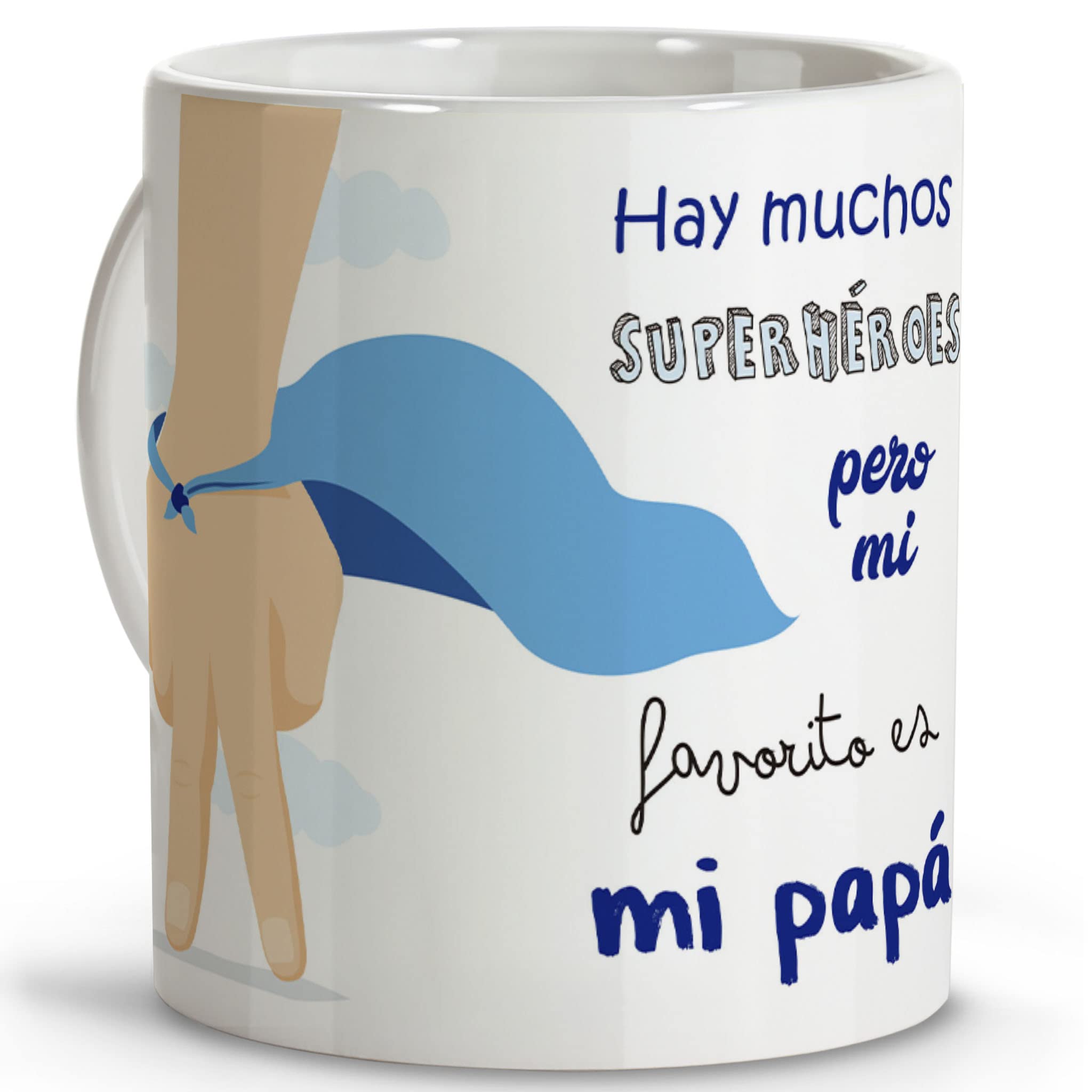 LolaPix Papa Breakfast Mug, Father's Day Gifts, Mugs with Messages, Gift Papa First, Dishwasher Safe, Father's Day Mug, 330 ml, Super Dad