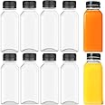 8 OZ Plastic Fillable Juice Bottles, Bulk Beverage Containers for Juice, Milk and Homemade Beverages, with Black Tamper Evide