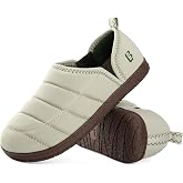 LongBay Men's Outdoor Slippers Two Tone Indoor Bedroom House Shoes Gifts | Nylon Upper, Memory Foam Insole, Coral Fleece Lining, Lightweight and Packable, Warm, Cozy, Camping Garden, All-Season Wear