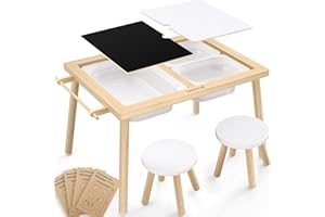 Easyego Toddler Sensory Table & Chair Set – Educational Kids Table for Sand and Water Play with Foldable Storage Bins, Ideal Gift for Children