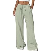 Acelitt Women’s Wide Leg Palazzo Pants Casual Loose Lounge Pants Beach Trousers with Pockets(Too Large, Please Size Down)