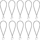 WsjiaboFux 10 Pieces Silver Tone Black Lanyard Cell Phone Charm Split Ring Strap, Clasp Lariat Cord Strap For Mobile Cell Phone/Mp3/Mp4/Usb Flash Drive//Keyrin Clever Design, Cell Phone Charms