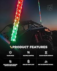 Xprite 1PC 3FT Spiral RGBW LED Whip Light with