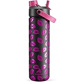POWCAN 26 oz Insulated Water Bottle with 2-in-1 Straw and Spout Lid, Keep Cold 24H, Leak-Proof, Fits in Car Cup Holder, Stainless Steel Water Bottle for Gift, Holiday, Trip and School (Midnight Kiss)