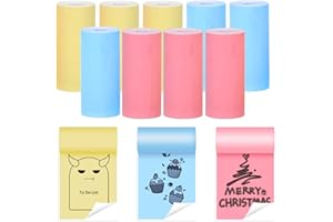 Funducts Mini Sticker Printer with 9 Rolls Paper, Inkless Thermal Pocket Receipt Printer for iOS iPhone &Android, Bluetooth Portable Printer for Journal,Photo,Kids Birthday Gifts (Colorful Paper)
