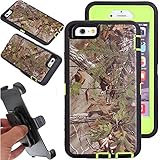 For iphone 6 Case, Kecko® Heavy Duty High Impact Weather Scratch Resistant Full Body Protective Defender Series Tree and Grass Forest Camo Hard Case Cover with Belt Clip Holster and Built-in Screen Protector for Apple iphone 6 4.7 inch (Forest Green)