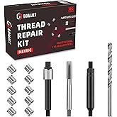 gomjet M6x1.0 Metric Thread Repair Kit with 10PCS Solid Bushing Inserts | M6x1.0x9.4mm 304 Stainless Steel Inserts, HSS Drill, HSS Tap, Counterbore, Installation Driver and Storage Case